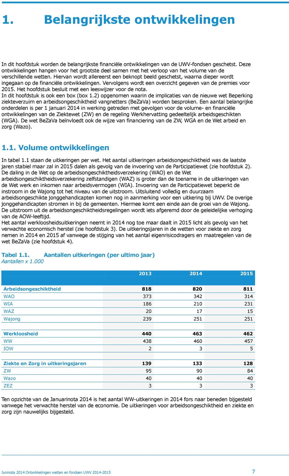 Hiervan wordt allereerst een beknopt beeld geschetst, waarna dieper wordt ingegaan op de financiële ontwikkelingen. Vervolgens wordt een overzicht gegeven van de premies voor 2015.