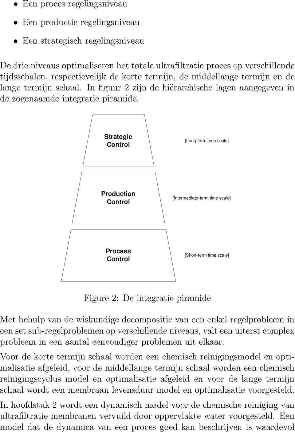 Strategic Control [Long-term time scale] Production Control [Intermediate-term time scale] Process Control [Short-term time scale] Figure 2: De integratie piramide Met behulp van de wiskundige