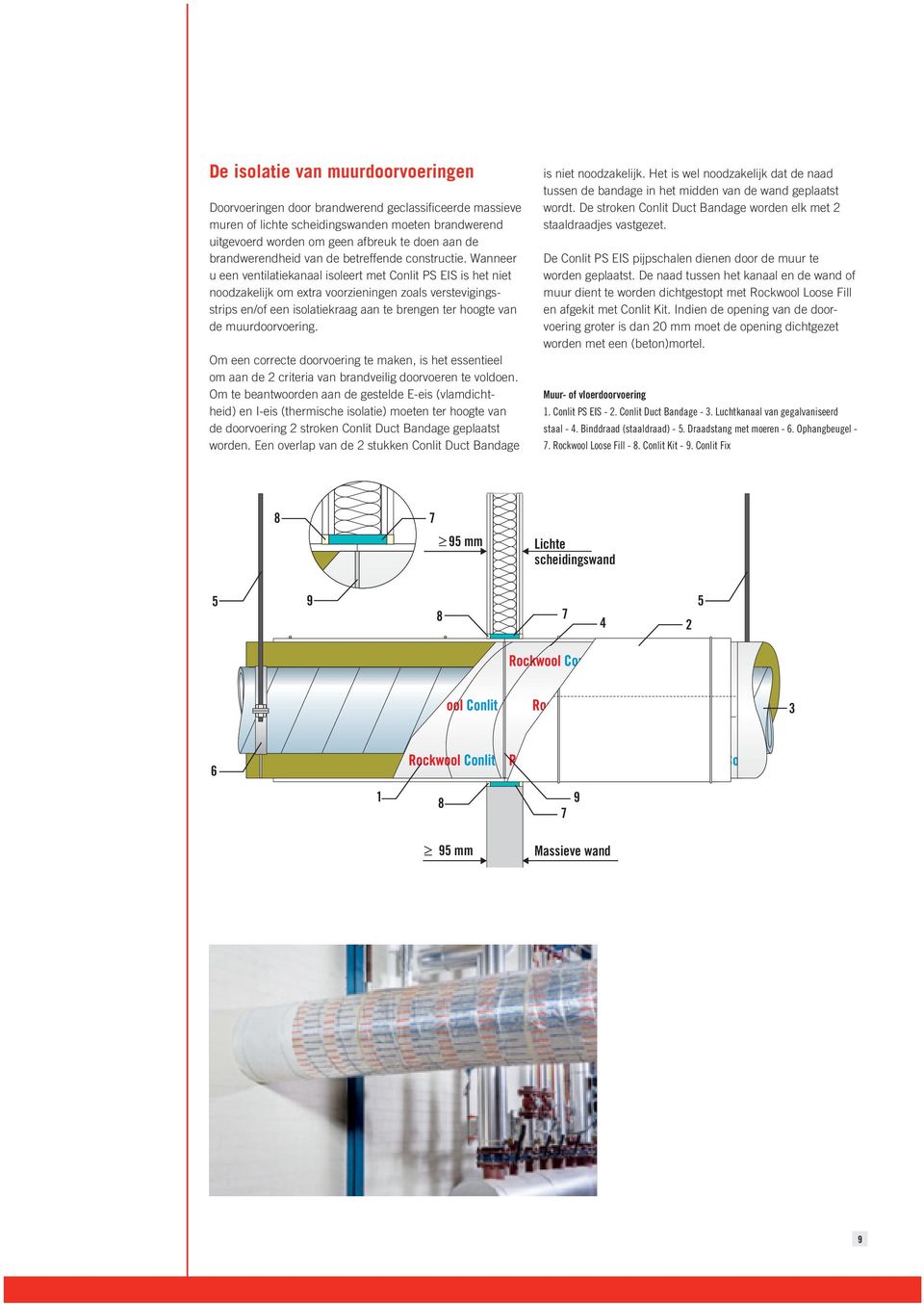 Wanneer u een ventilatiekanaal isoleert met Conlit PS EIS is het niet noodzakelijk om extra voorzieningen zoals verstevigingsstrips en/of een isolatiekraag aan te brengen ter hoogte van de