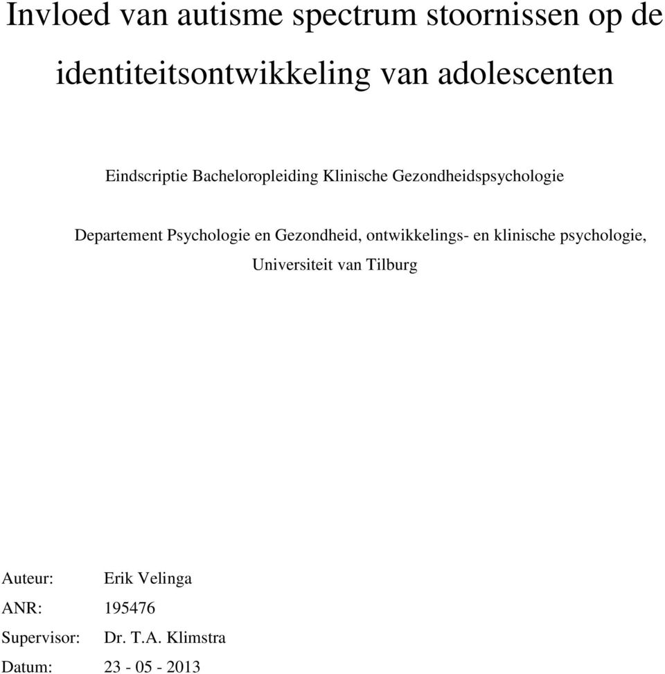 Departement Psychologie en Gezondheid, ontwikkelings- en klinische psychologie,