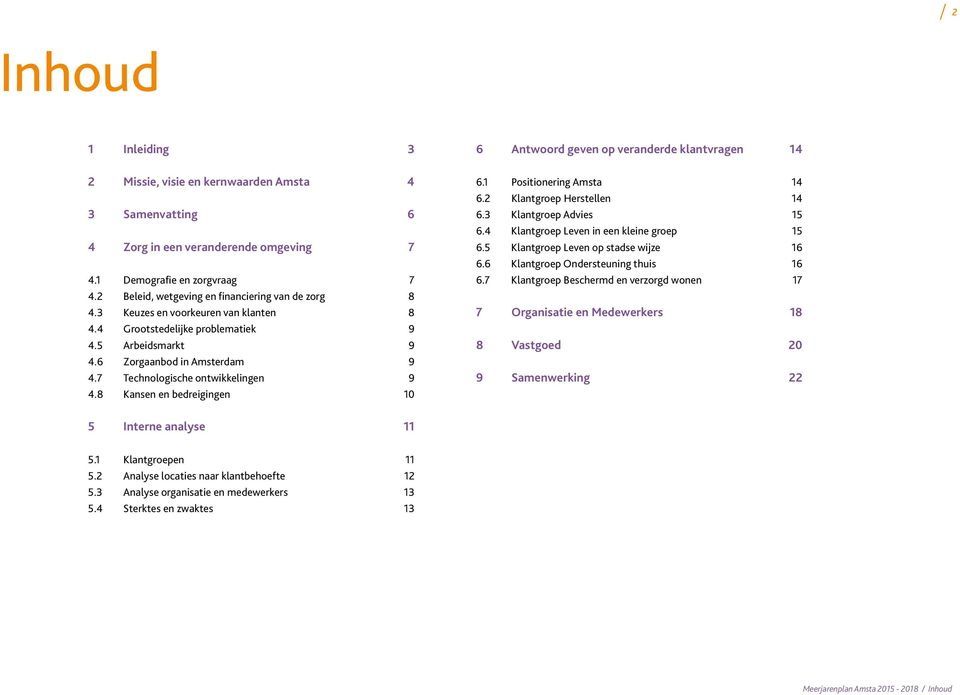 7 Technologische ontwikkelingen 9 4.8 Kansen en bedreigingen 10 6 Antwoord geven op veranderde klantvragen 14 6.1 Positionering Amsta 14 6.2 Klantgroep Herstellen 14 6.3 Klantgroep Advies 15 6.