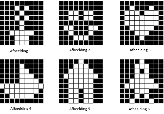 OEFENING: AFBEELDINGEN IN BINAIRE CODE (20 MIN) 4) Afbeeldingen in binaire code Nu zijn de leerlingen aan de beurt! Instructies: 1) Deel de leerlingen in in teams van twee.