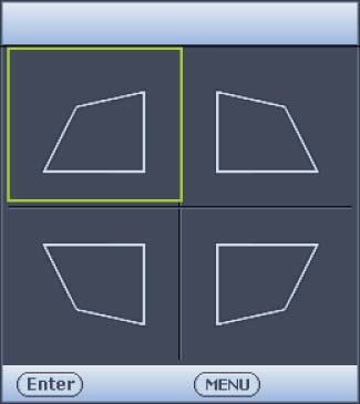 De Passend in hoek-functie gebruiken Pas handmatig de vier hoeken van het beeld aan door de horizontale en verticale waarden in te stellen. 1.