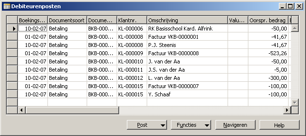 Stap 3. Filter op boekingsdatum aanbrengen Zorg dat de cursor in de kolom boekingsdatum staat door ergens in deze kolom te klikken.