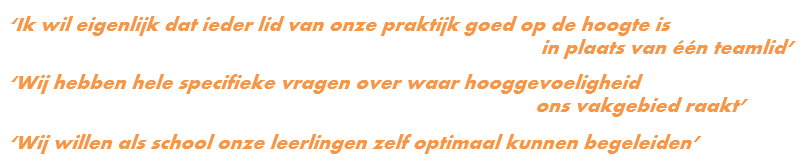 Speciaal voor ieders individuele organisatiebehoefte bieden wij maatwerk trainingen. Een fysiotherapeut heeft andere leerwensen dan een psychologenpraktijk, een HRM-afdeling of een school.