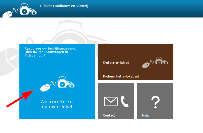 1. Aanmelden op het e-loket Om op het e-loket te komen surft u naar www.landbouwvlaanderen.be.