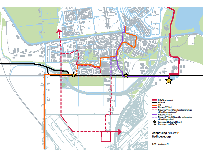 6. Structuur openbaar vervoer De komst van HOV A9 vormt de aanleiding om het buslijnnet in en rond Badhoevedorp opnieuw te beschouwen.