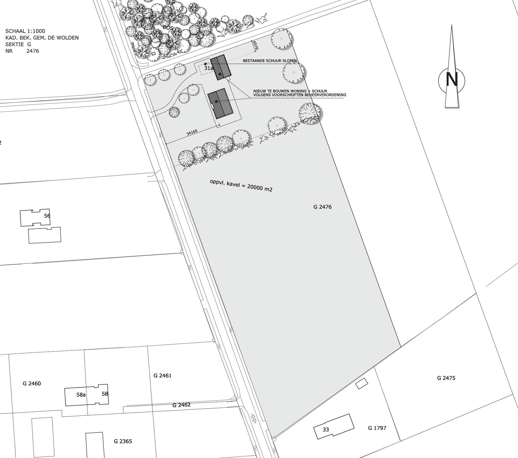 Figuur 1: De ligging van het plangebied in grijs weergegeven (bron: Bouwkundig Tekenbureau Ipe van der Deen).