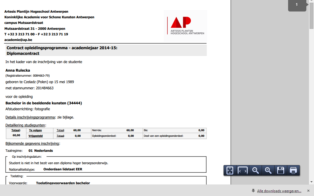 ibamaflex: http://ibamaflex.ap.be contract nieuwe studenten new students Print je contract, lees het grondig na en onderteken het op elke pagina.