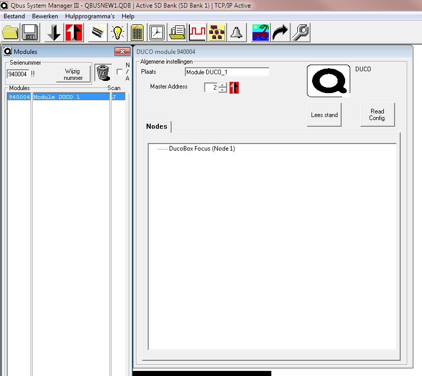 Modules in de Qbus System Manager.