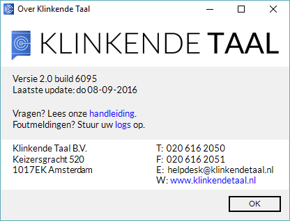 4. Meer informatie 4.1. KLINKENDE TAAL Met de knop (Klinkende Taal), helemaal links in het Klinkende Taal tabblad van het lint, gaat u naar de Klinkende Taal website. 4.2.