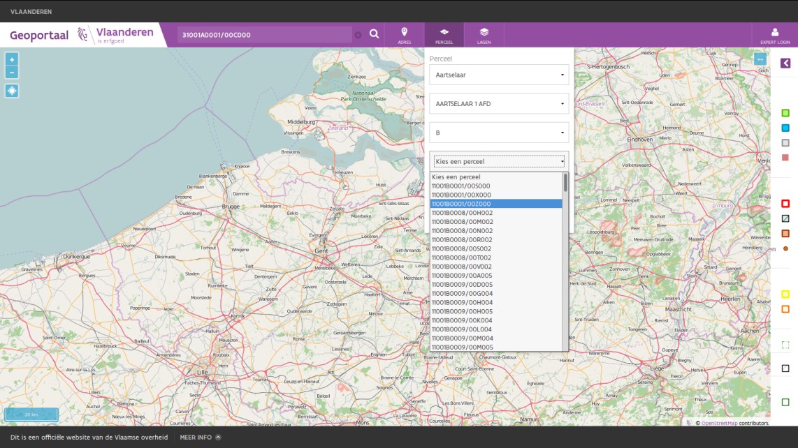 2. Lagen toevoegen en verwijderen 2.1. De basiskaart wijzigen Omwille van de performantie wordt standaard Open Streetmap als basiskaart gebruikt.