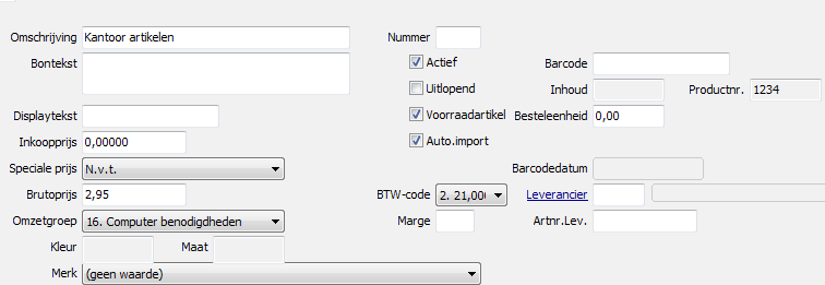 Kopie bewerken Selecteer een artikel en druk op de knop Kopie bewerken. Er zal nu een kopie van de geselecteerde artikelkaart geopend worden. Deze kopie kunt u naar wens aanpassen.