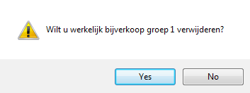 Wijzigen bestaande Bijverkoop groep Selecteer een Bijverkoop groep en druk op de knop Wijzigen groep. U kunt nu de naam van de groep en de inhoud van de groep wijzigen.