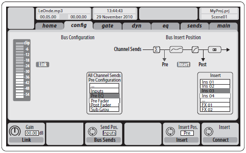 De configuratie van de Mix Bus Kanalen 1-16 kunnen worden gepre-set (Setup/Global pagina) of kunnen worden geconfigureerd op individuele, per-kanaal basis.