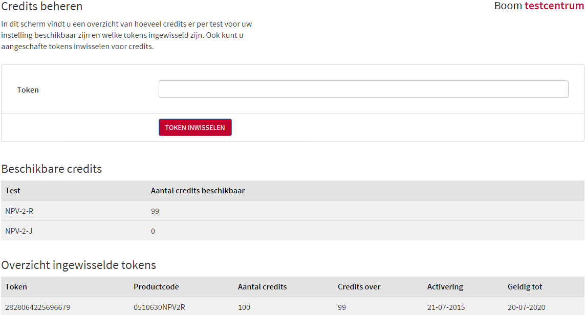 5. Credits aanschaffen Voor test(s) van Boom test uitgevers heeft u zogeheten credits nodig om een testrapportage te generen of om een test te scoren.
