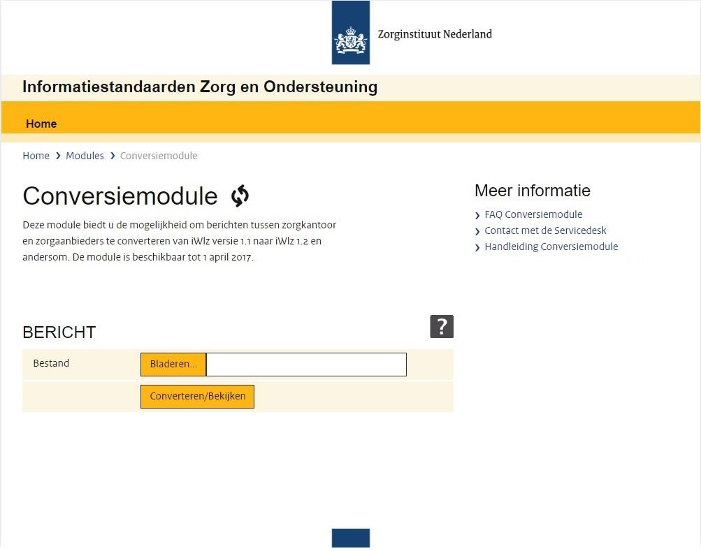 2 Beginscherm Conversiemodule U vindt de Conversiemodule op https://modules.istandaarden.