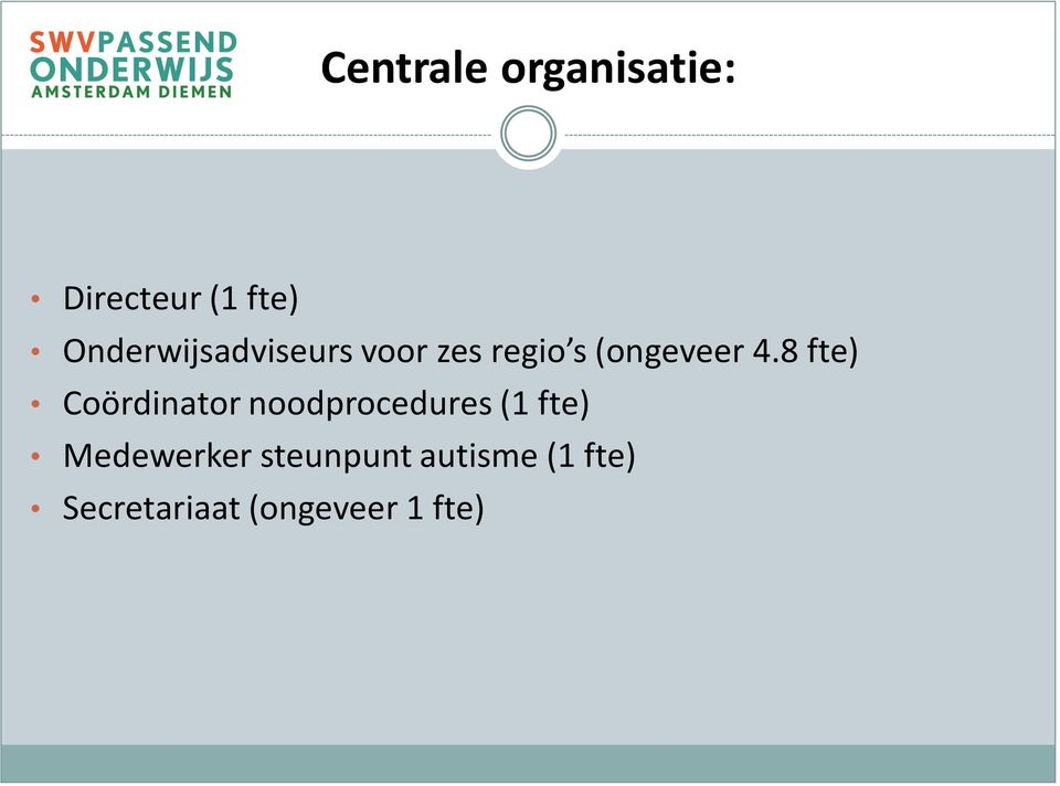 8 fte) Coördinator noodprocedures (1 fte)