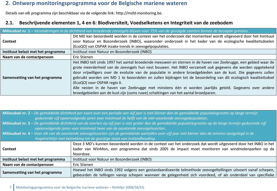 1 Veranderingen in de dichtheid van broedende zeevogels blijven voor 75% van de gevolgde soorten binnen de beoogde grenzen.