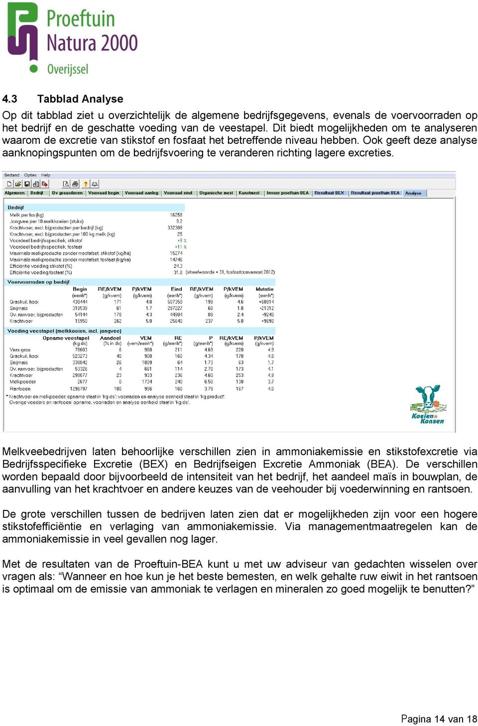 Ook geeft deze analyse aanknopingspunten om de bedrijfsvoering te veranderen richting lagere excreties.