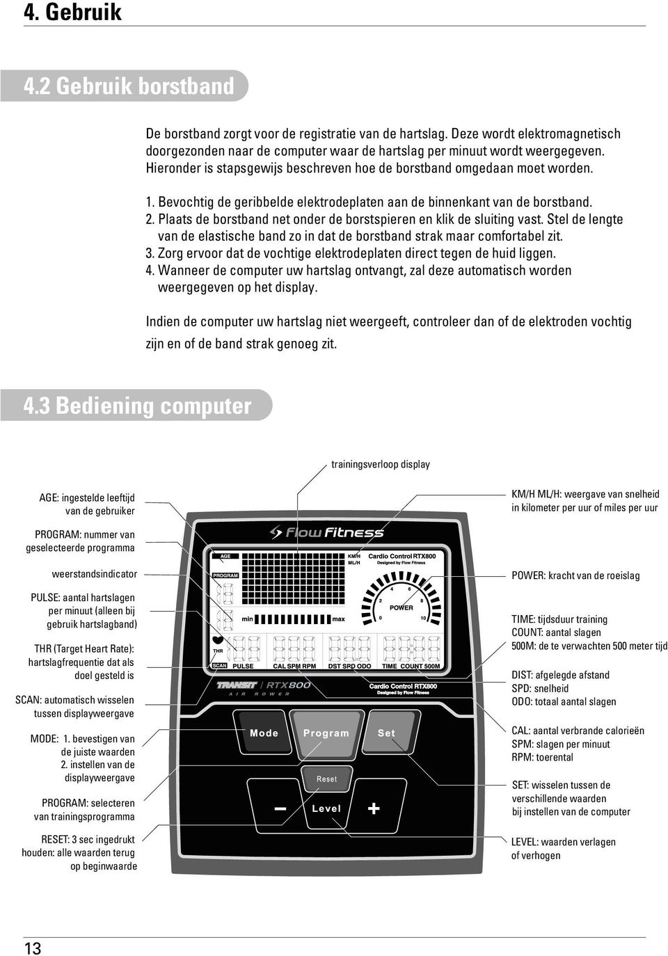 Plaats de borstband net onder de borstspieren en klik de sluiting vast. Stel de lengte van de elastische band zo in dat de borstband strak maar comfortabel zit. 3.