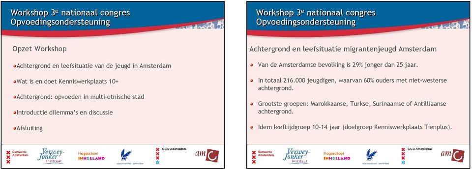 Amsterdamse bevolking is 29% jonger dan 25 jaar. In totaal 216.000 jeugdigen, waarvan 60% ouders met niet-westerse achtergrond.