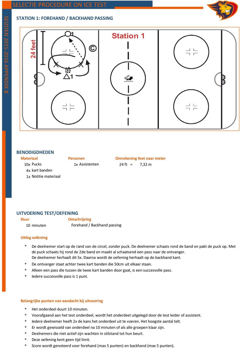 Daarna wordt de oefening herhaalt op de backhand kant. De ontvanger staat achter twee kart banden die 50cm uit elkaar staan.