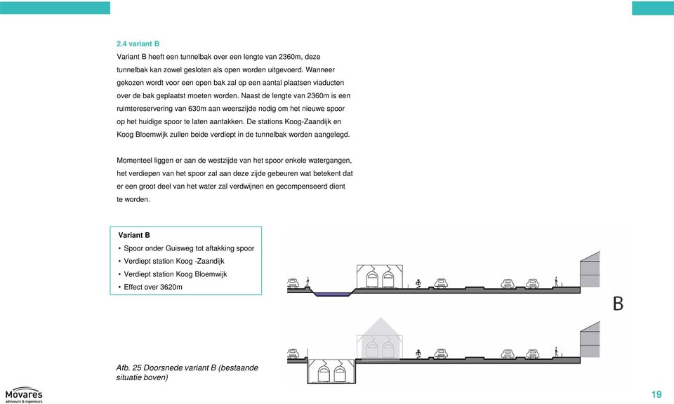 Naast de lengte van 2360m is een ruimtereservering van 630m aan weerszijde nodig om het nieuwe spoor op het huidige spoor te laten aantakken.