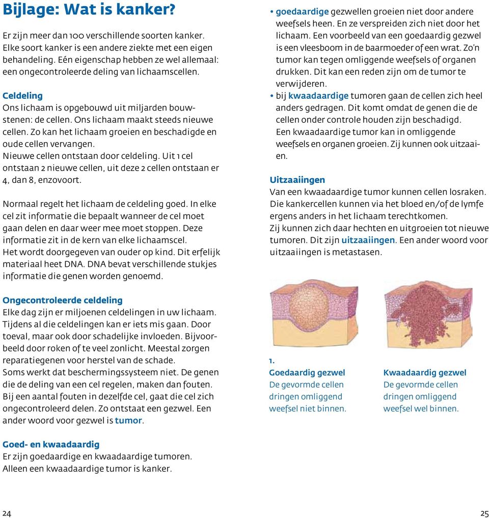 Zo kan het lichaam groeien en beschadigde en oude cellen vervangen. Nieuwe cellen ontstaan door celdeling. Uit 1 cel ontstaan 2 nieuwe cellen, uit deze 2 cellen ontstaan er 4, dan 8, enzovoort.