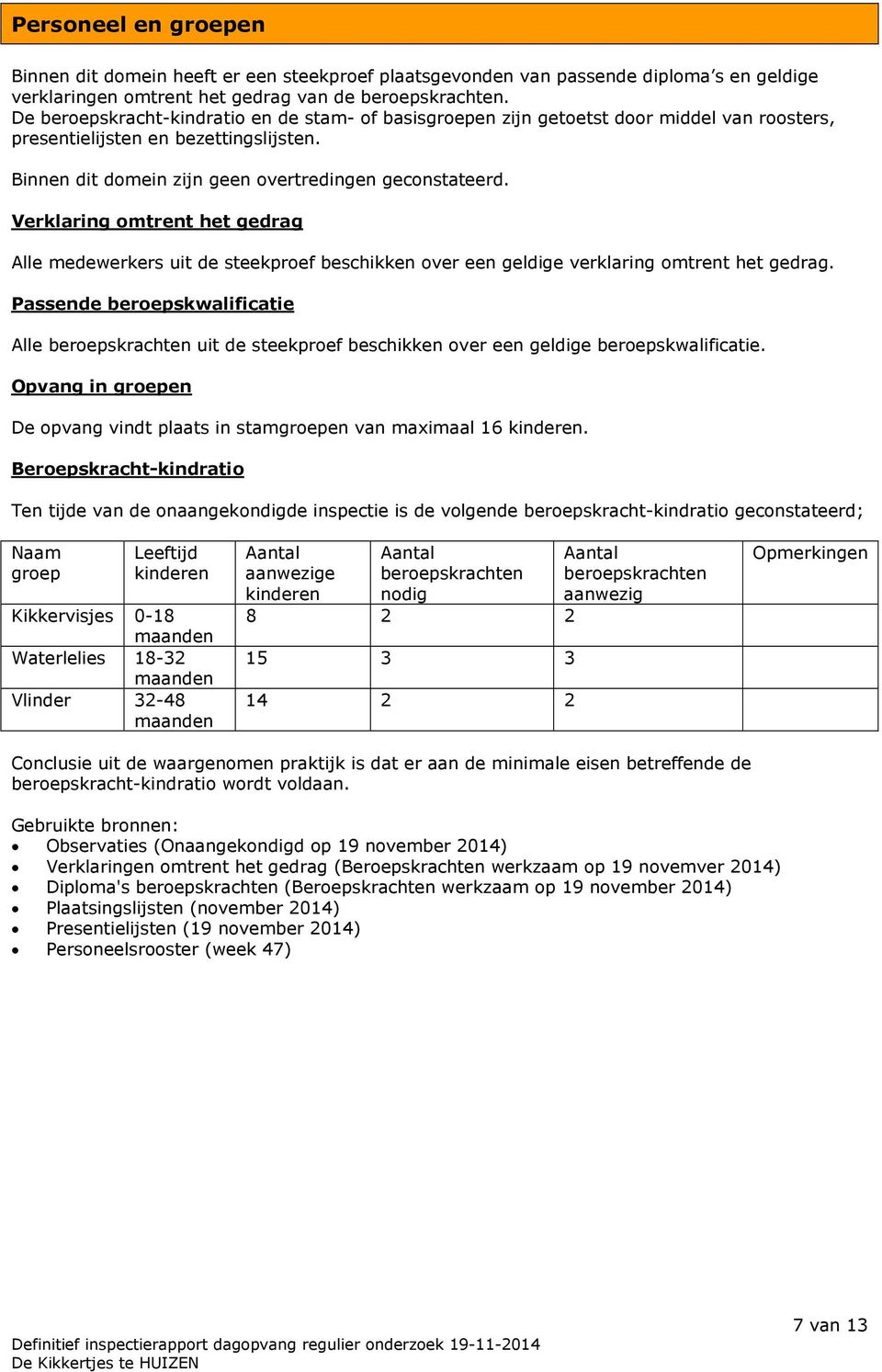 Verklaring omtrent het gedrag Alle medewerkers uit de steekproef beschikken over een geldige verklaring omtrent het gedrag.