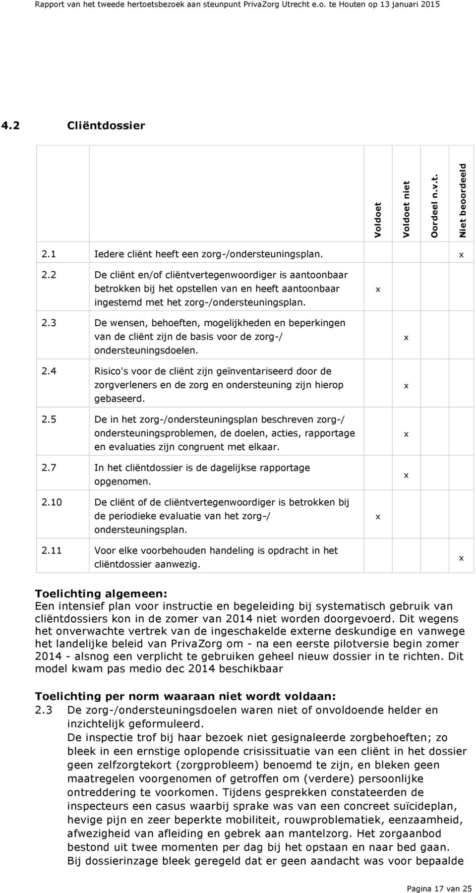 2 De cliënt en/of cliëntvertegenwoordiger is aantoonbaar betrokken bij het opstellen van en heeft aantoonbaar ingestemd met het zorg-/ondersteuningsplan. 2.