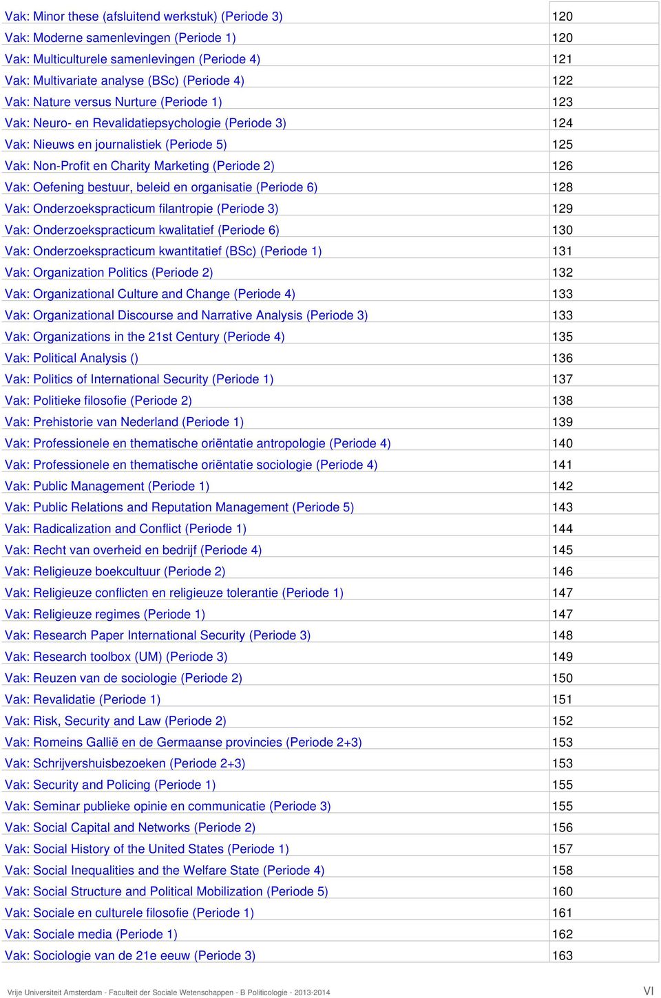 Oefening bestuur, beleid en organisatie (Periode 6) 128 Vak: Onderzoekspracticum filantropie (Periode 3) 129 Vak: Onderzoekspracticum kwalitatief (Periode 6) 130 Vak: Onderzoekspracticum kwantitatief