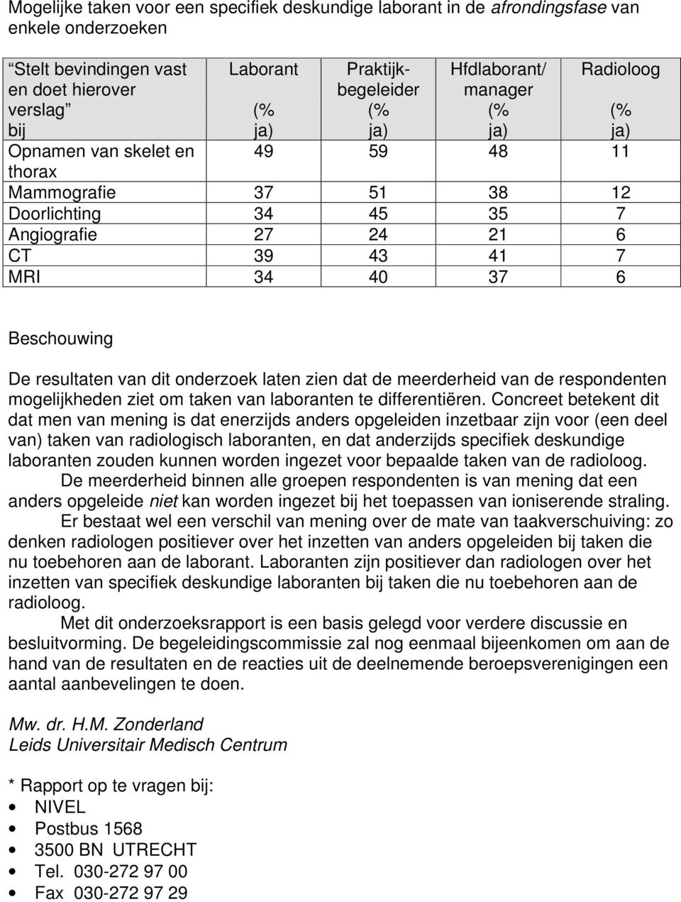 mogelijkheden ziet om taken van laboranten te differentiëren.