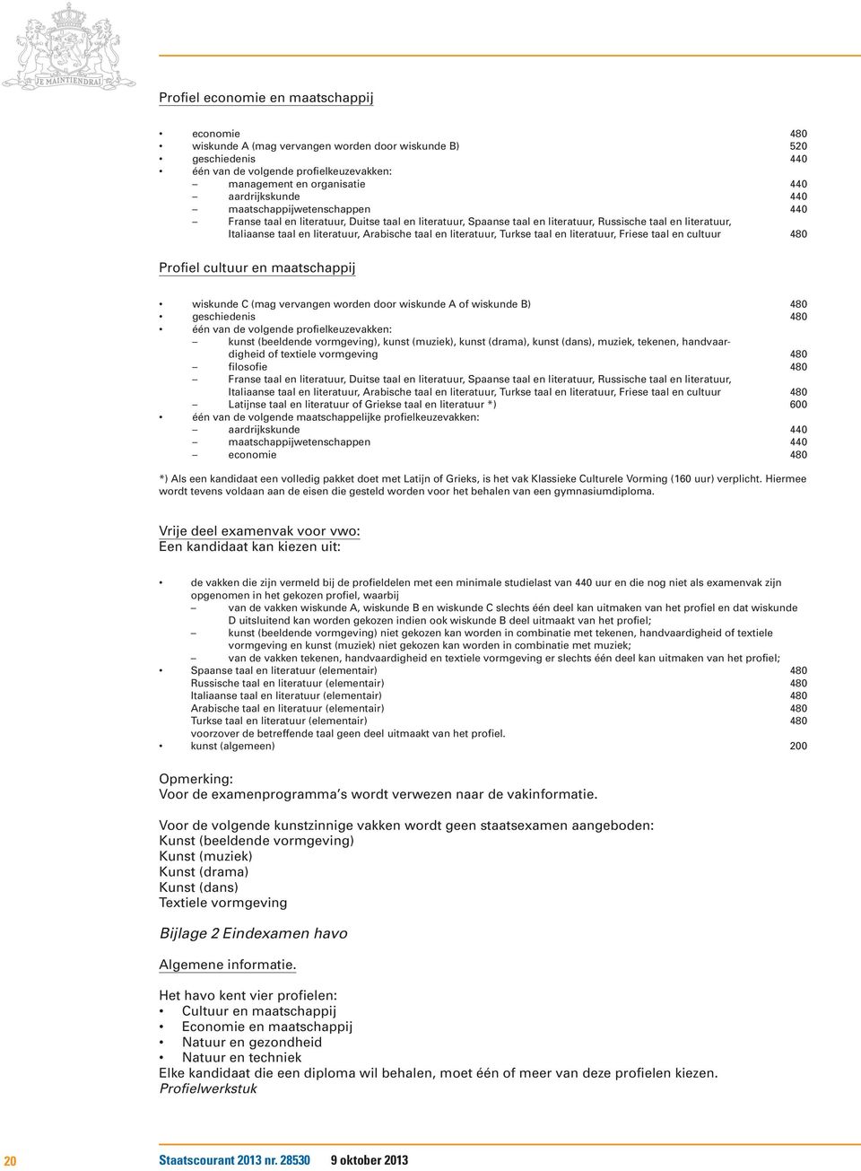 Friese taal en cultuur 480 Profiel cultuur en maatschappij wiskunde C (mag vervangen worden door wiskunde A of wiskunde B) 480 geschiedenis 480 kunst (beeldende vormgeving), kunst (muziek), kunst