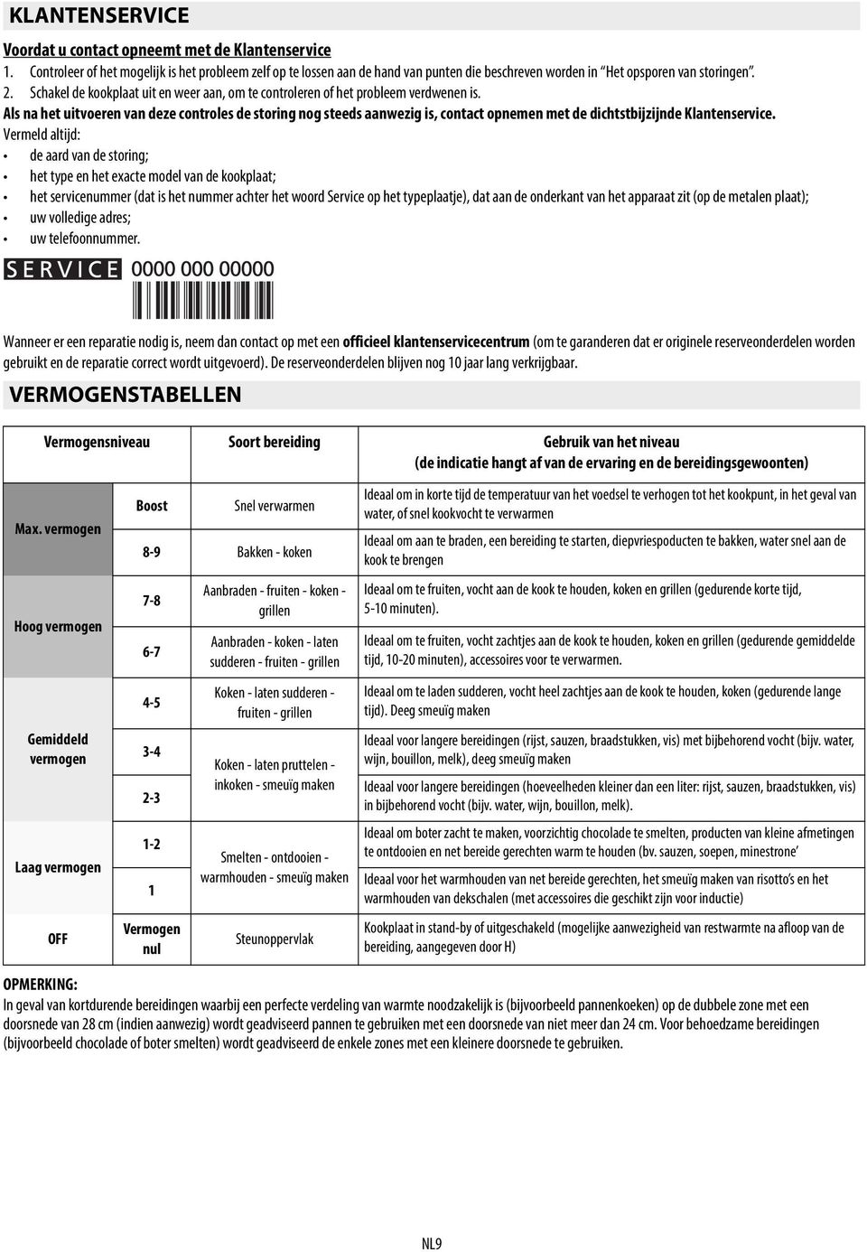 Schakel de kookplaat uit en weer aan, om te controleren of het probleem verdwenen is.