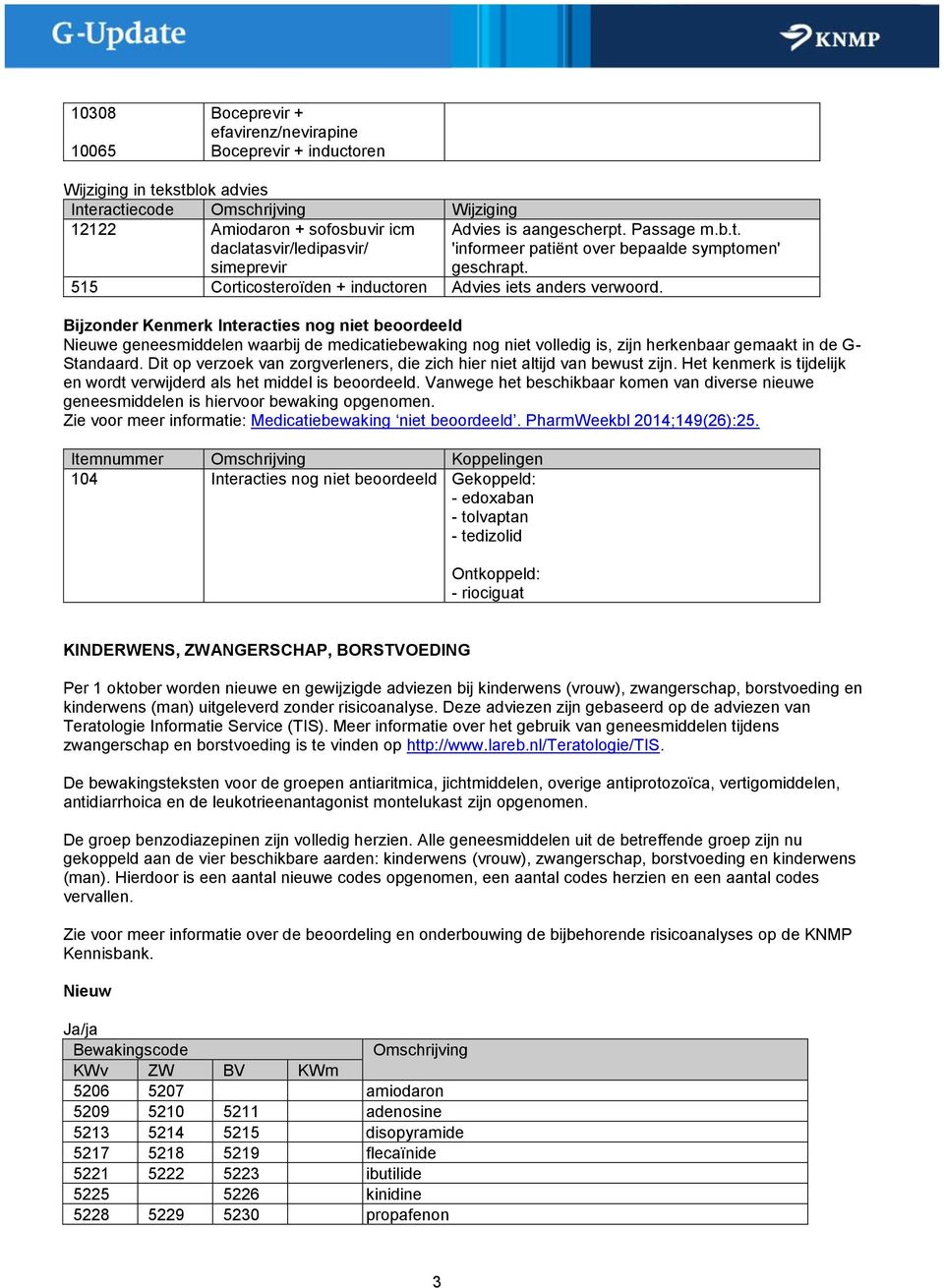 Bijzonder Kenmerk Interacties nog niet beoordeeld Nieuwe geneesmiddelen waarbij de medicatiebewaking nog niet volledig is, zijn herkenbaar gemaakt in de G- Standaard.