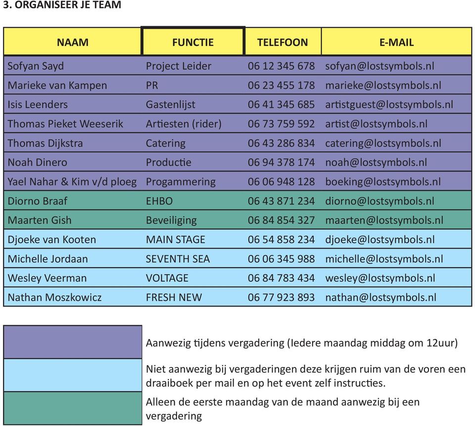 nl Thomas Dijkstra Catering 06 43 286 834 catering@lostsymbols.nl Noah Dinero Productie 06 94 378 174 noah@lostsymbols.nl Yael Nahar & Kim v/d ploeg Progammering 06 06 948 128 boeking@lostsymbols.