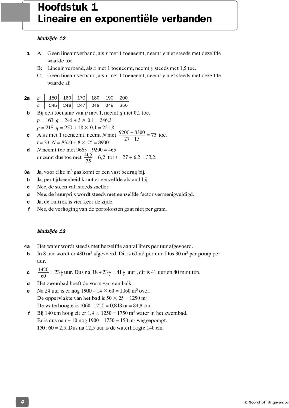 p = : q = + =, p = : q = 0 + =, Als me oeneem, neem N me 900 00 = oe. = : N = 00 + = 900 N neem oe me 9 900 = neem us oe me =, o = +, =,. a e f Ja, voor elke m gas kom er een vas erag ij.