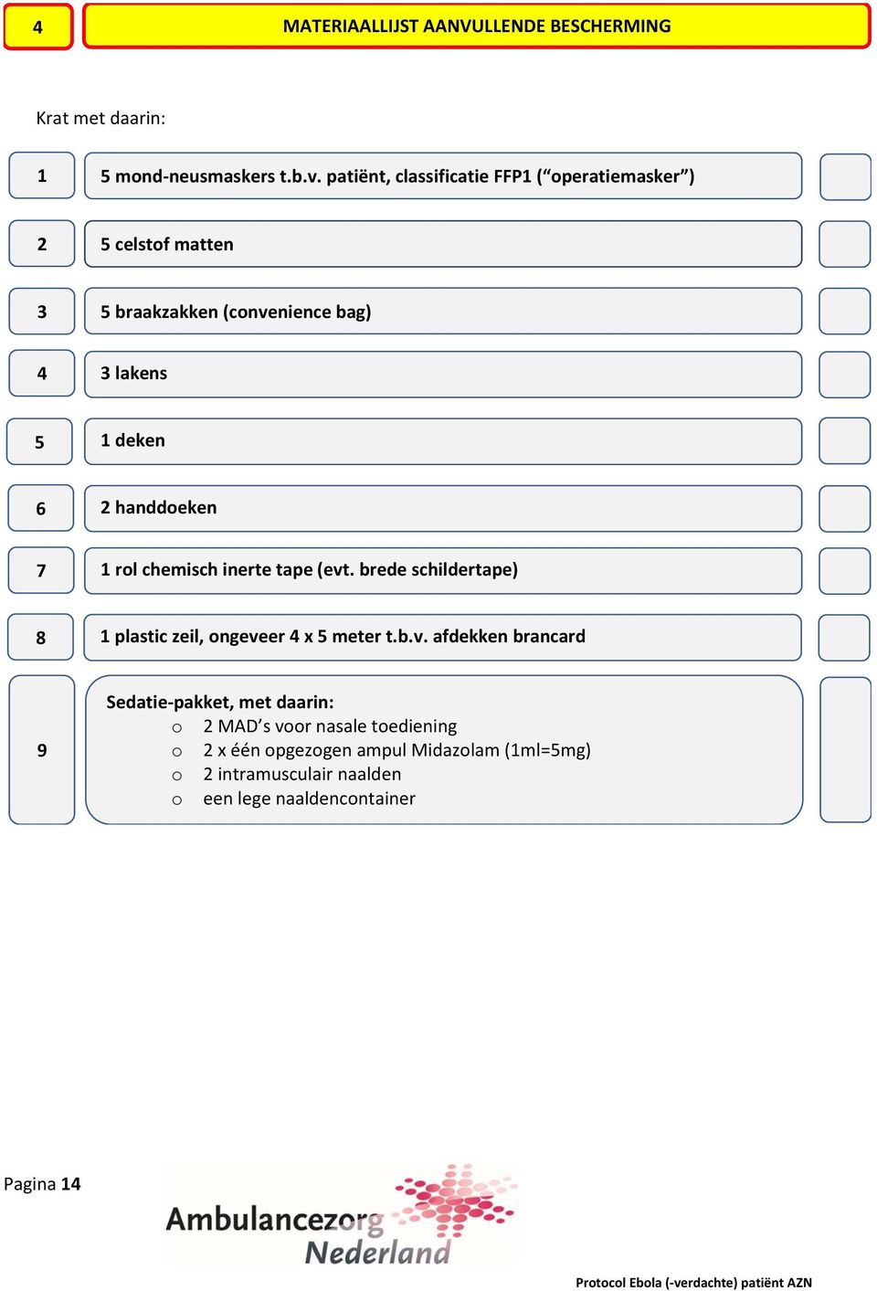 handdoeken 7 1 rol chemisch inerte tape (evt