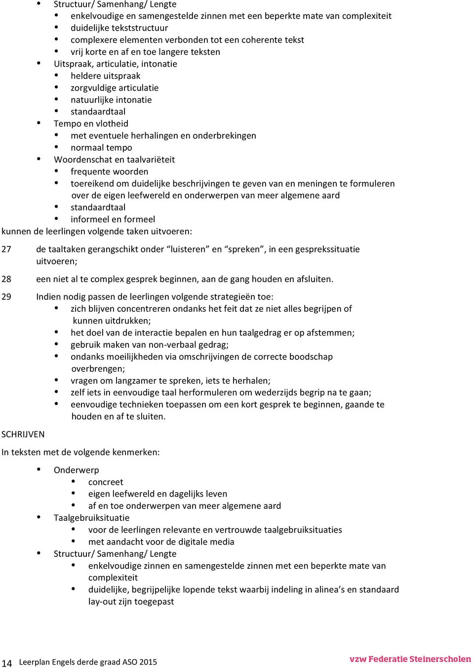 normaal tempo Woordenschat en taalvariëteit frequente woorden toereikend om duidelijke beschrijvingen te geven van en meningen te formuleren over de eigen leefwereld en onderwerpen van meer algemene