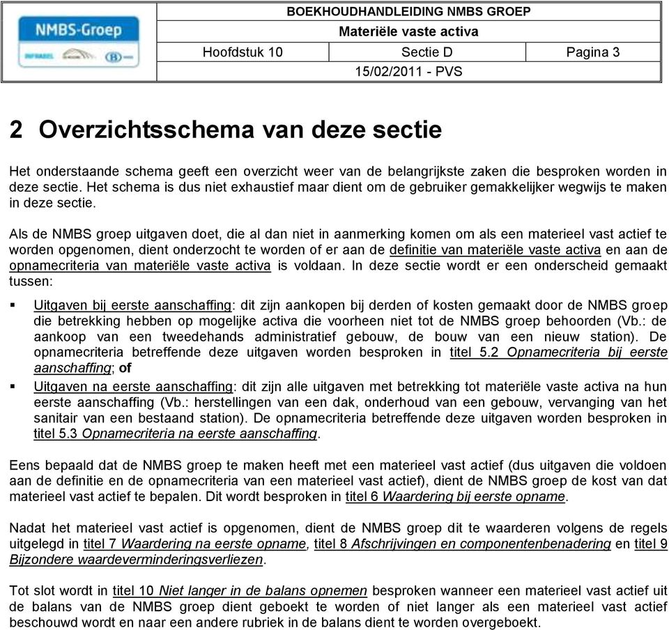 Als de NMBS grep uitgaven det, die al dan niet in aanmerking kmen m als een materieel vast actief te wrden pgenmen, dient nderzcht te wrden f er aan de definitie van materiële vaste activa en aan de