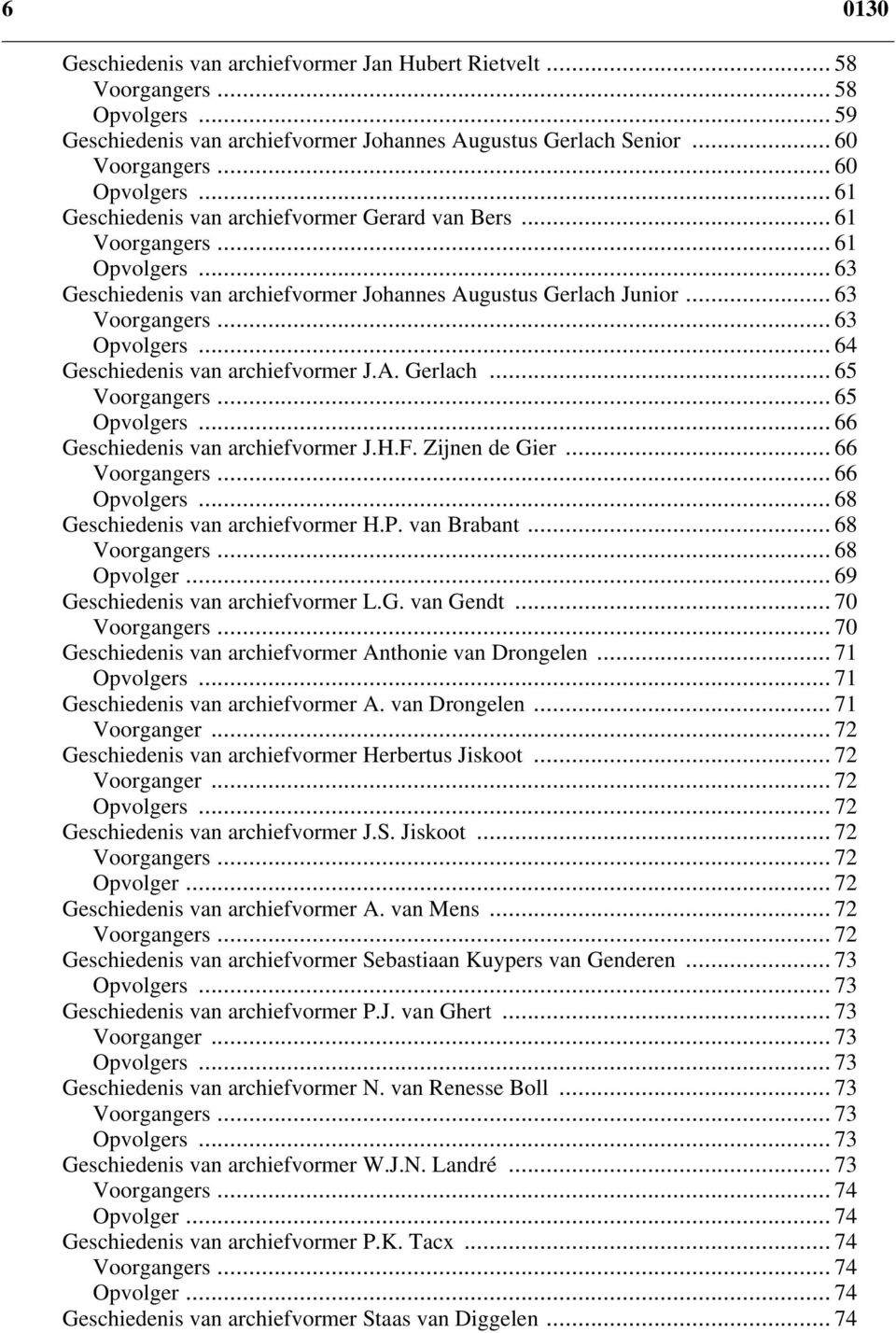 .. 64 Geschiedenis van archiefvormer J.A. Gerlach... 65 Voorgangers... 65 Opvolgers... 66 Geschiedenis van archiefvormer J.H.F. Zijnen de Gier... 66 Voorgangers... 66 Opvolgers.