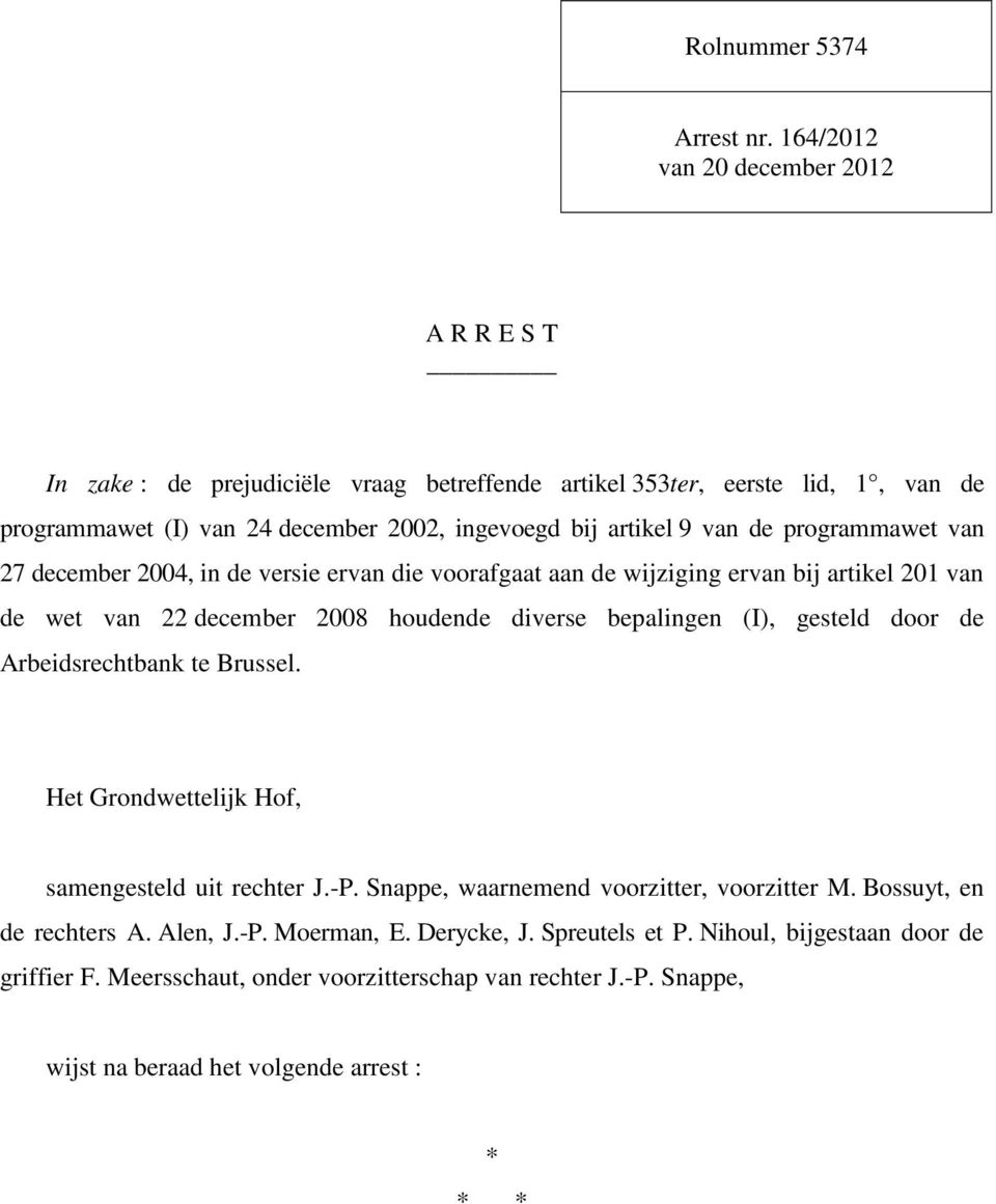 van de programmawet van 27 december 2004, in de versie ervan die voorafgaat aan de wijziging ervan bij artikel 201 van de wet van 22 december 2008 houdende diverse bepalingen (I), gesteld