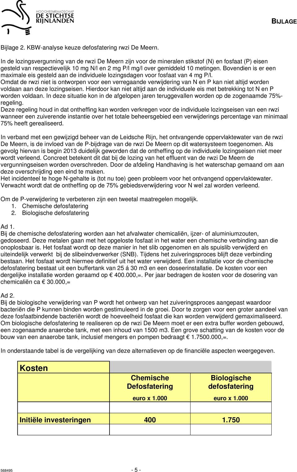 Bovendien is er een maximale eis gesteld aan de individuele lozingsdagen voor fosfaat van 4 mg P/l.