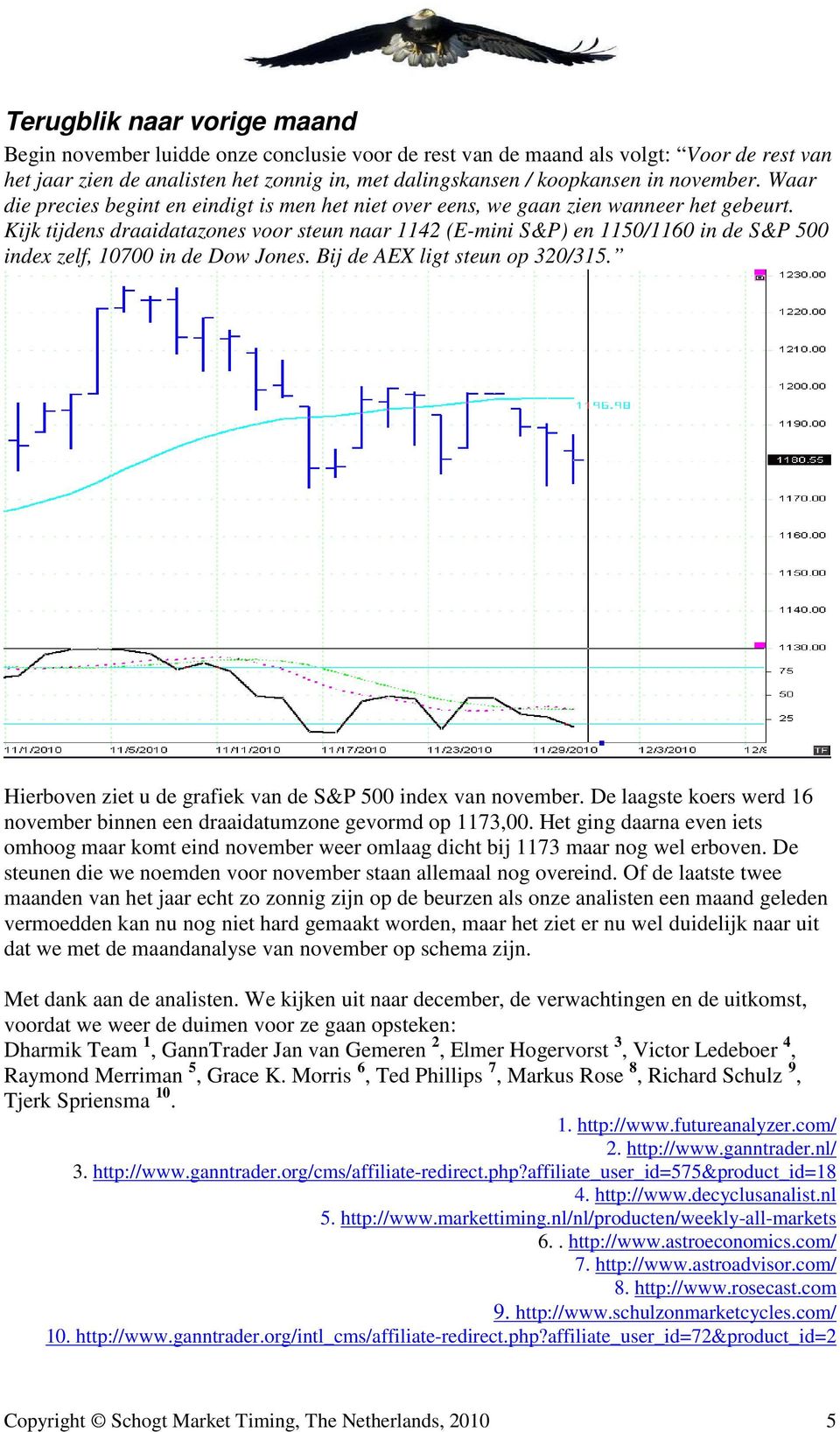 Kijk tijdens draaidatazones voor steun naar 1142 (E-mini S&P) en 1150/1160 in de S&P 500 index zelf, 10700 in de Dow Jones. Bij de AEX ligt steun op 320/315.