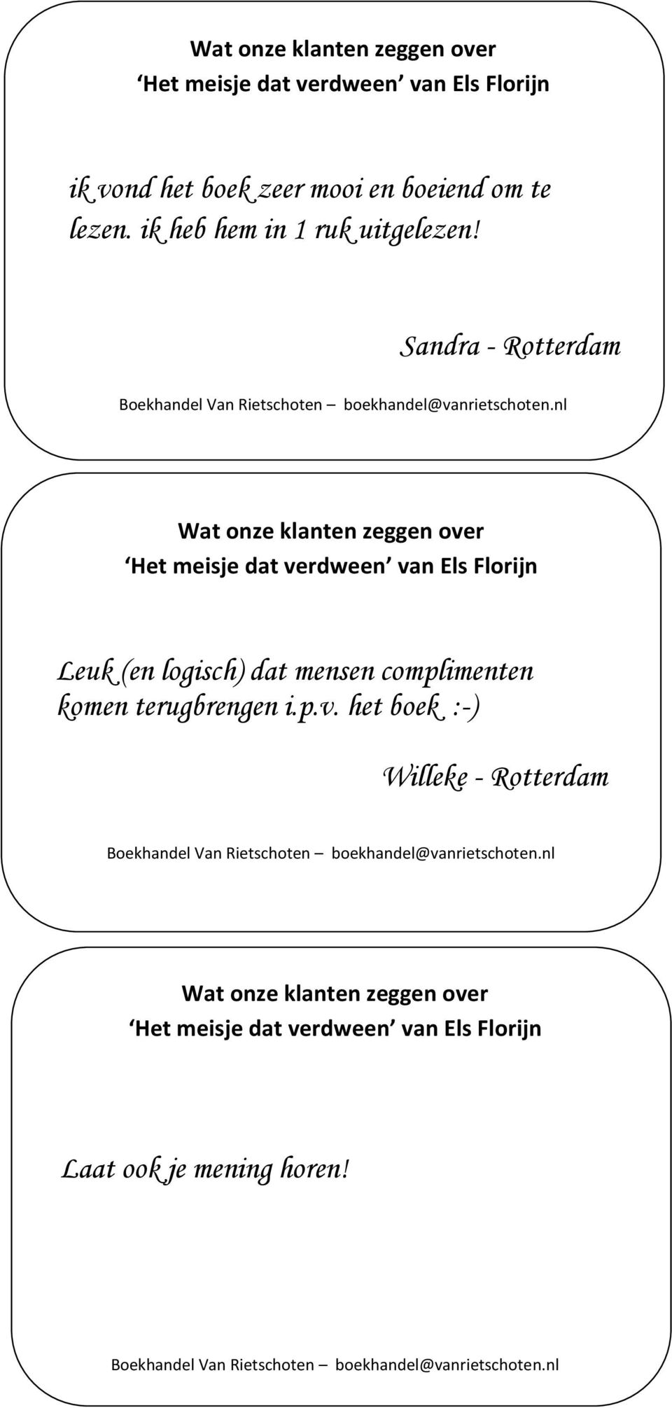 Sandra - Rotterdam Wat onze klanten zeggen over Leuk (en logisch) dat mensen