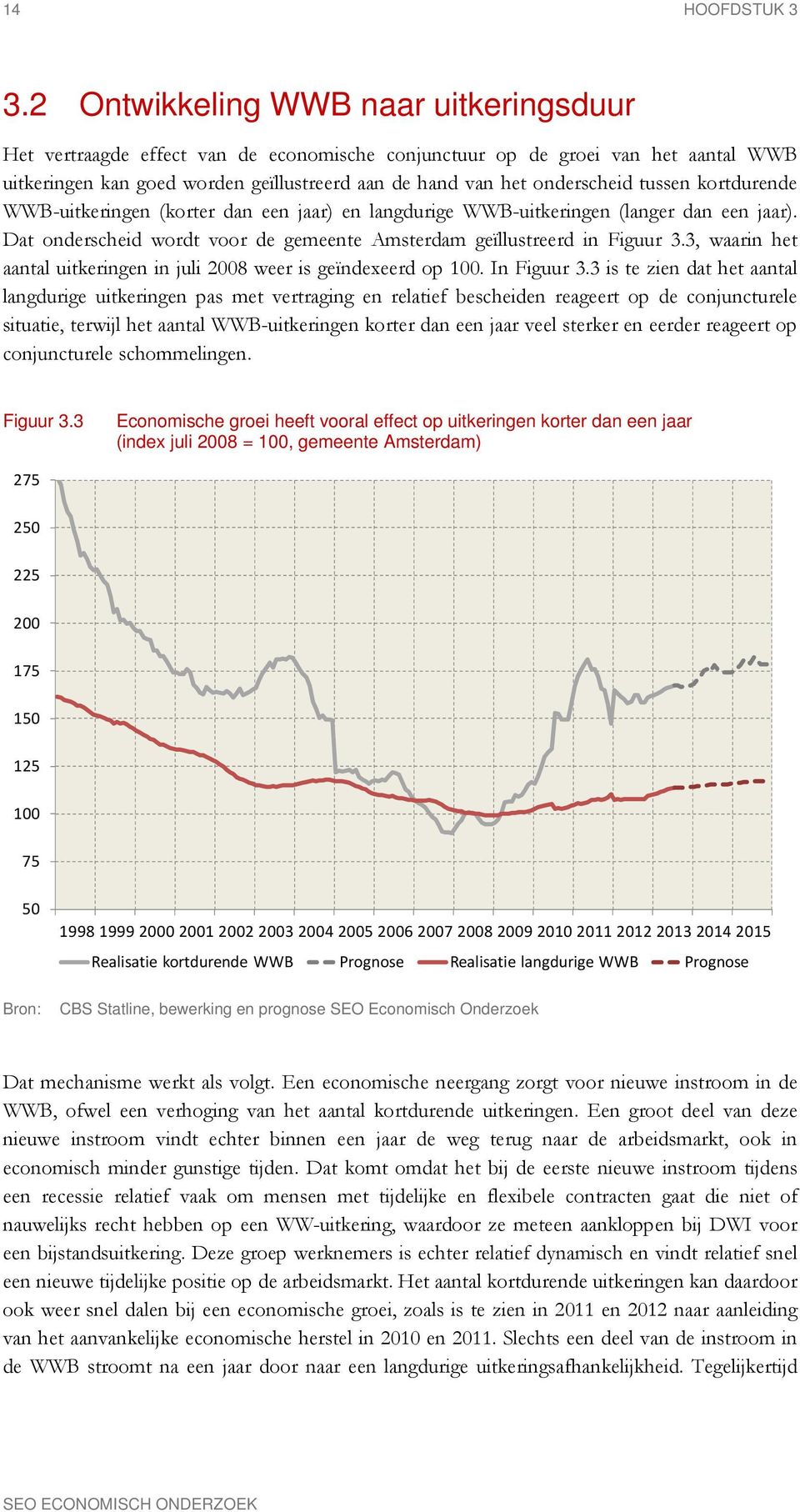 tussen kortdurende WWB-uitkeringen (korter dan een jaar) en langdurige WWB-uitkeringen (langer dan een jaar). Dat onderscheid wordt voor de gemeente Amsterdam geïllustreerd in Figuur 3.