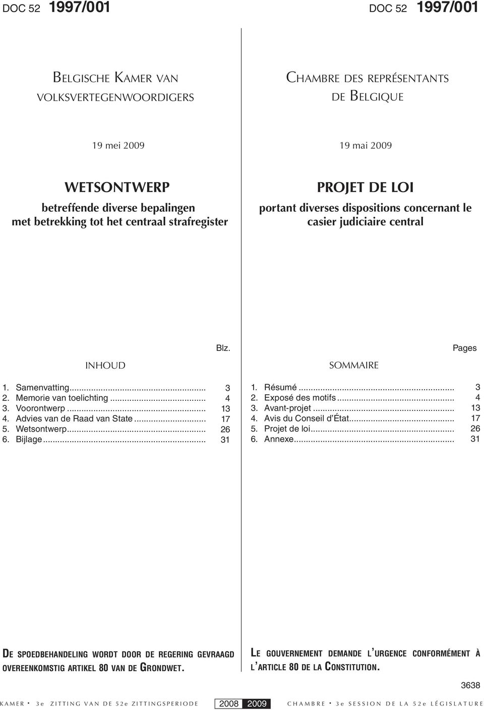 Advies van de Raad van State... 5. Wetsontwerp... 6. Bijlage... 3 4 13 17 26 31 1. Résumé... 2. Exposé des motifs... 3. Avant-projet... 4. Avis du Conseil d État... 5. Projet de loi... 6. Annexe.