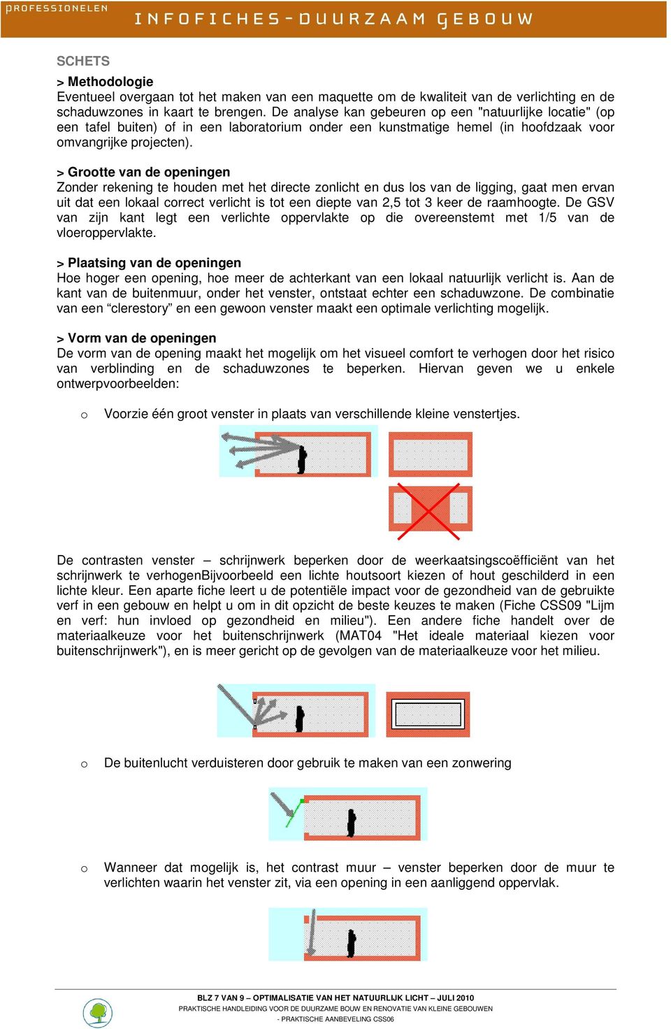 > Grtte van de peningen Znder rekening te huden met het directe znlicht en dus ls van de ligging, gaat men ervan uit dat een lkaal crrect verlicht is tt een diepte van 2,5 tt 3 keer de raamhgte.