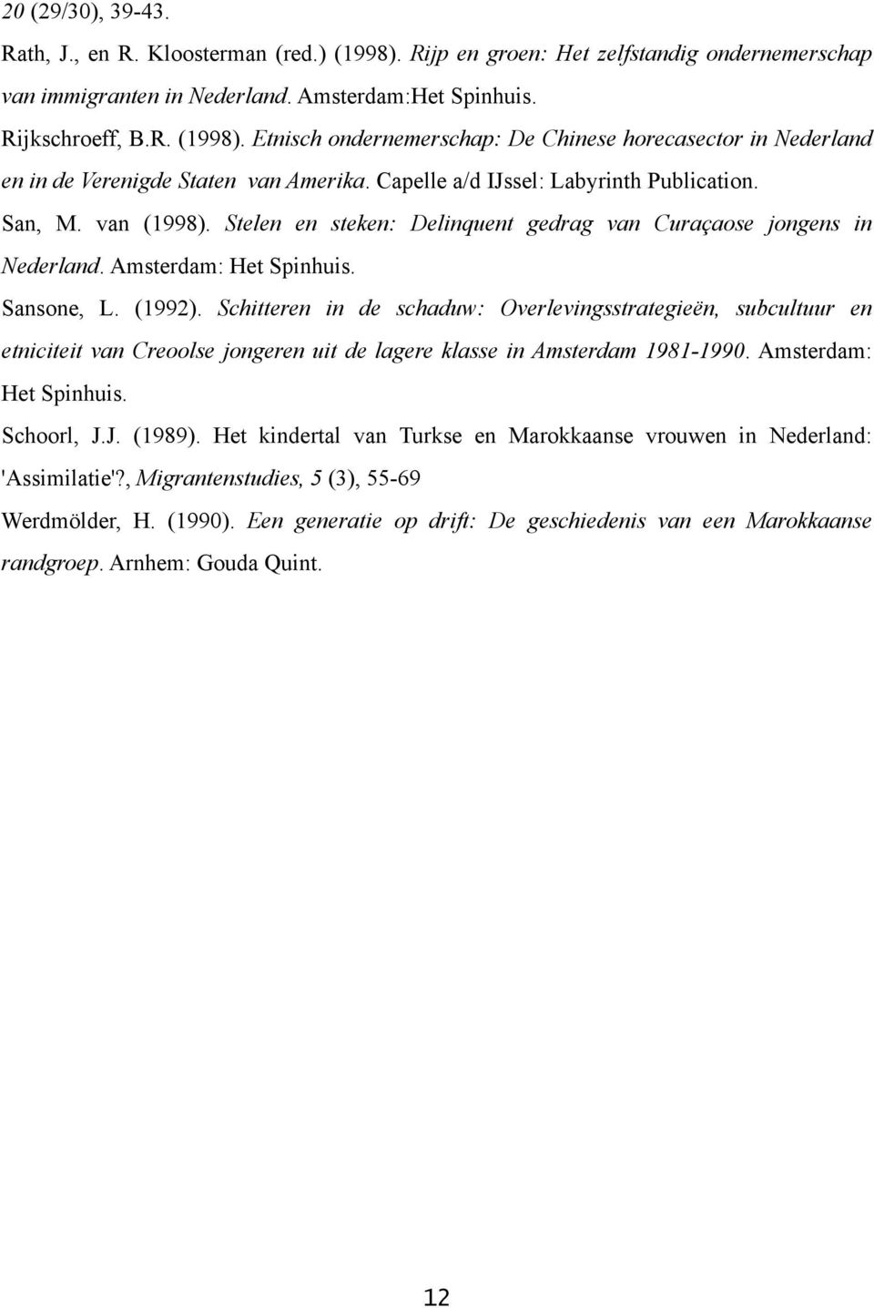 Schitteren in de schaduw: Overlevingsstrategieën, subcultuur en etniciteit van Creoolse jongeren uit de lagere klasse in Amsterdam 1981-1990. Amsterdam: Het Spinhuis. Schoorl, J.J. (1989).